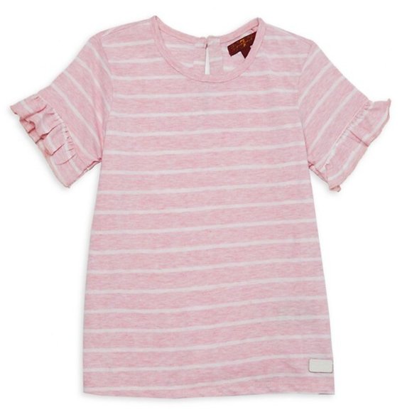 Little Girl's 2-Piece Stripe Top & Denim Shortall - Picture 3 of 3